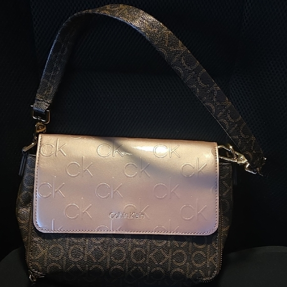 Calvin Klein Handbags - Calvin Klein Garnet Shoulder Bag in Brown and Tan With Pink Front Closure